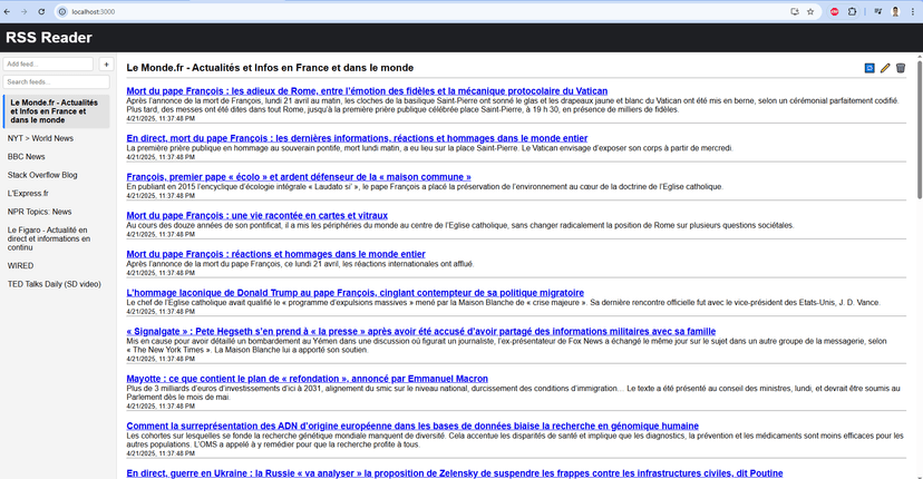 RSS News Reader – Angular/Node & React/Django